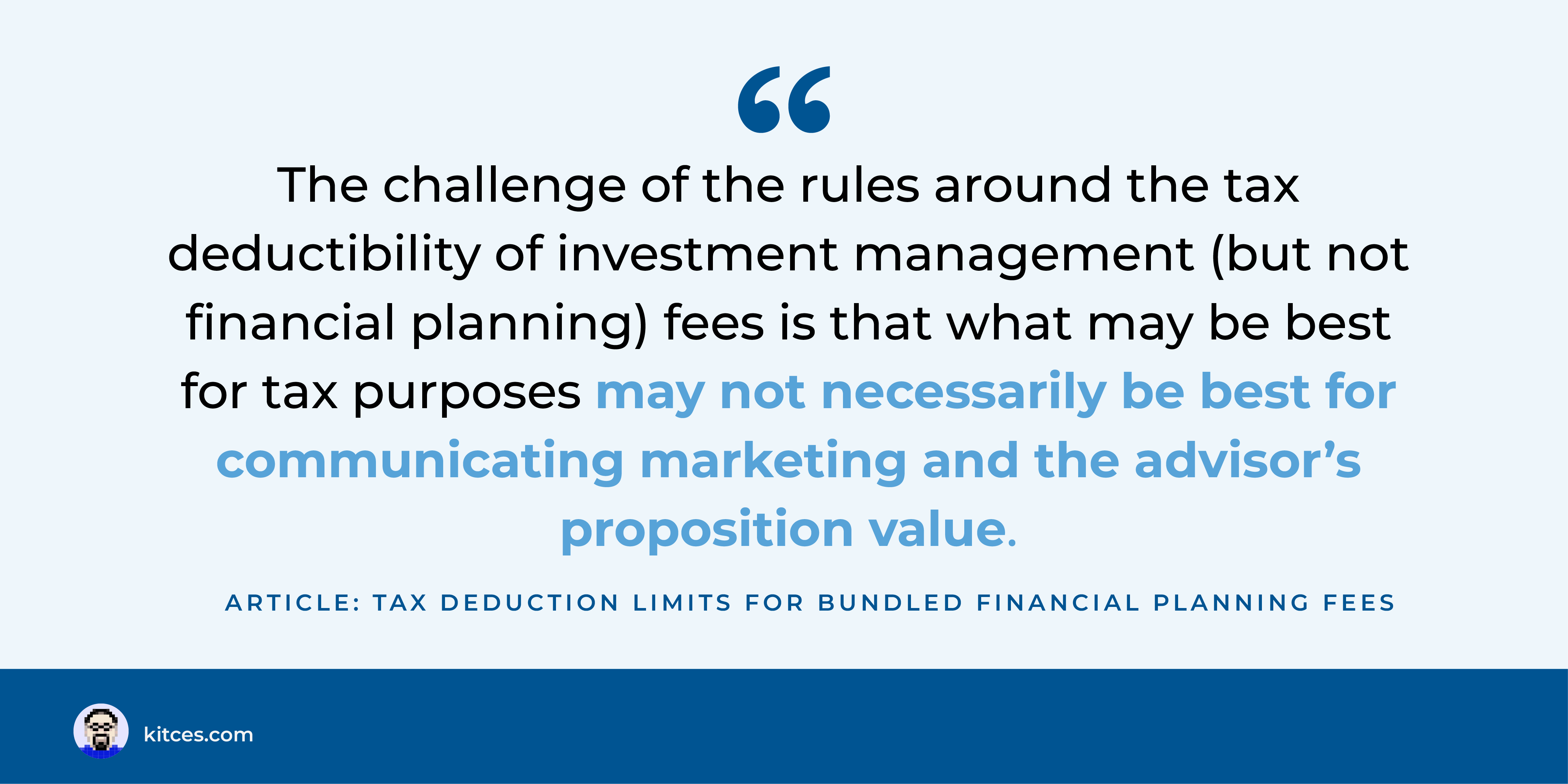 Tax Deduction Limits For Bundled Financial Planning Fees