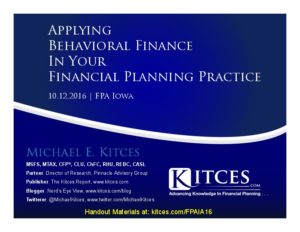Applying Behavioral Finance In Your Financial Planning Practice FPA Iowa Oct 12 2016 Cover Page pdf image