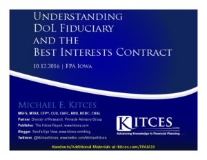 Understanding DoL Fiduciary And The Best Interests Contract FPA Iowa Oct 12 2016 Cover Page pdf image