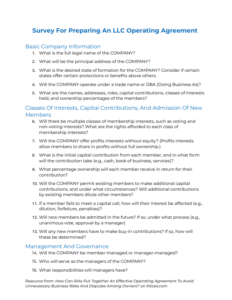 Survey LLC Agreement Thumbnail